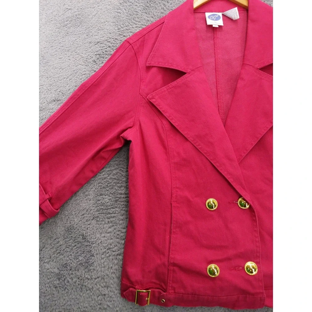 DG2 Diane‎ Gilman Pink Double Breasted Blazer Jacket Buckle Detail Sz M